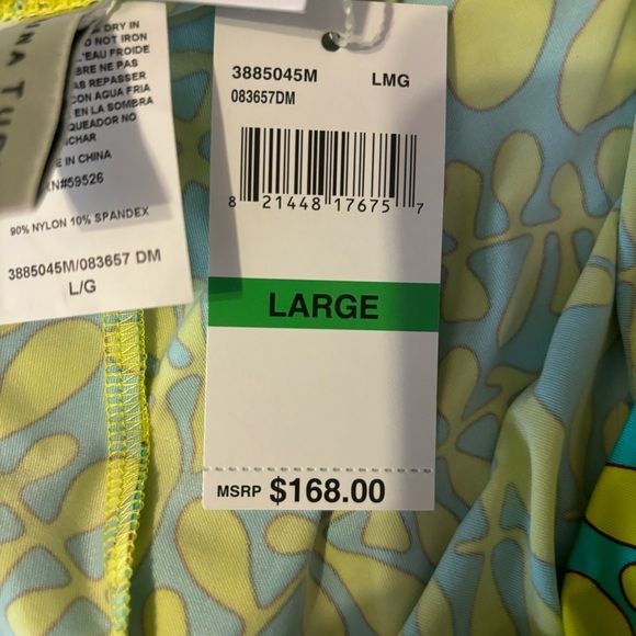 Trina Turk Pants Trellis Print Swim Cover Up Pants Green and Blue Size Large - Picture 8 of 11